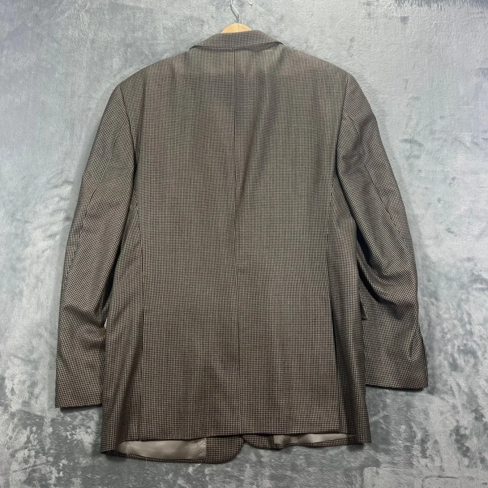 Joseph Abboud Sport Coat Mens 44L Brown Excellent Silk Wool Houndstooth Blazer